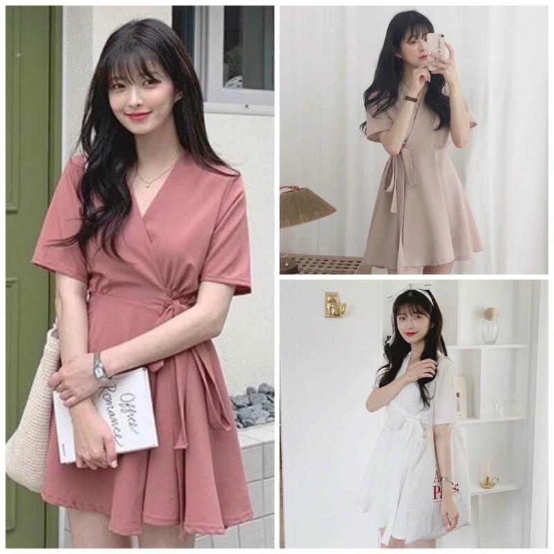 Đầm đắp tà thắt eo 3 màu