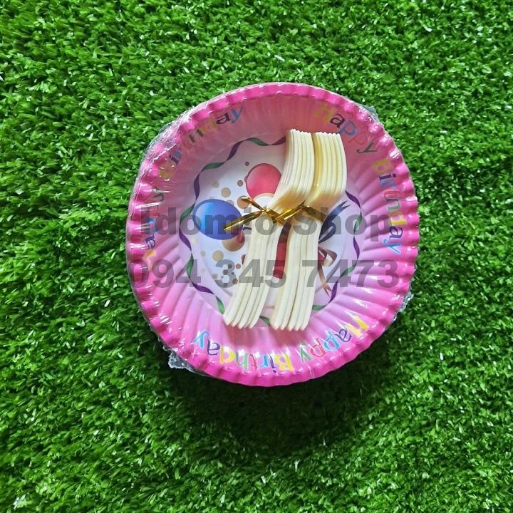 Đĩa Giấy Sinh Nhật 16cm ( có Nĩa)- 10 cái