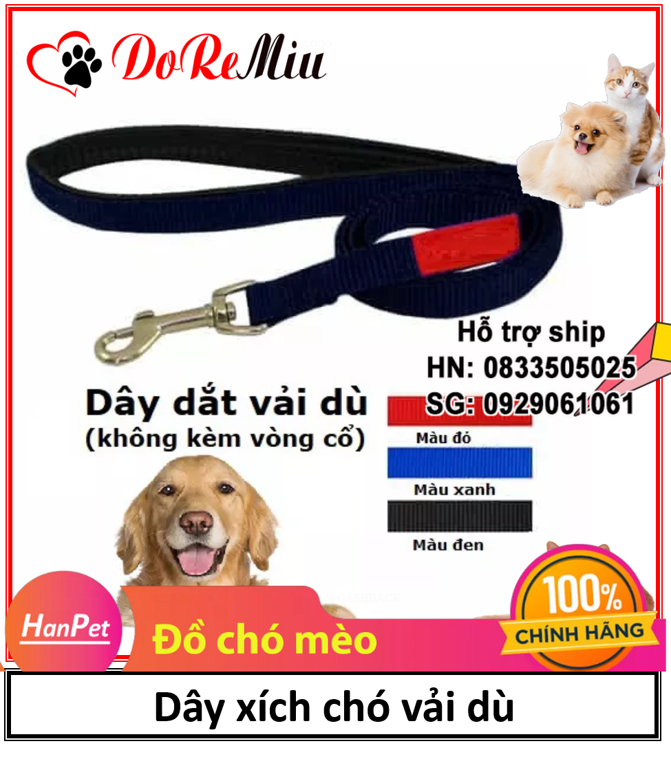 Hanpet - Dây xích chó mèo vải dù dài 12m dành cho chó mèo dưới 12kg