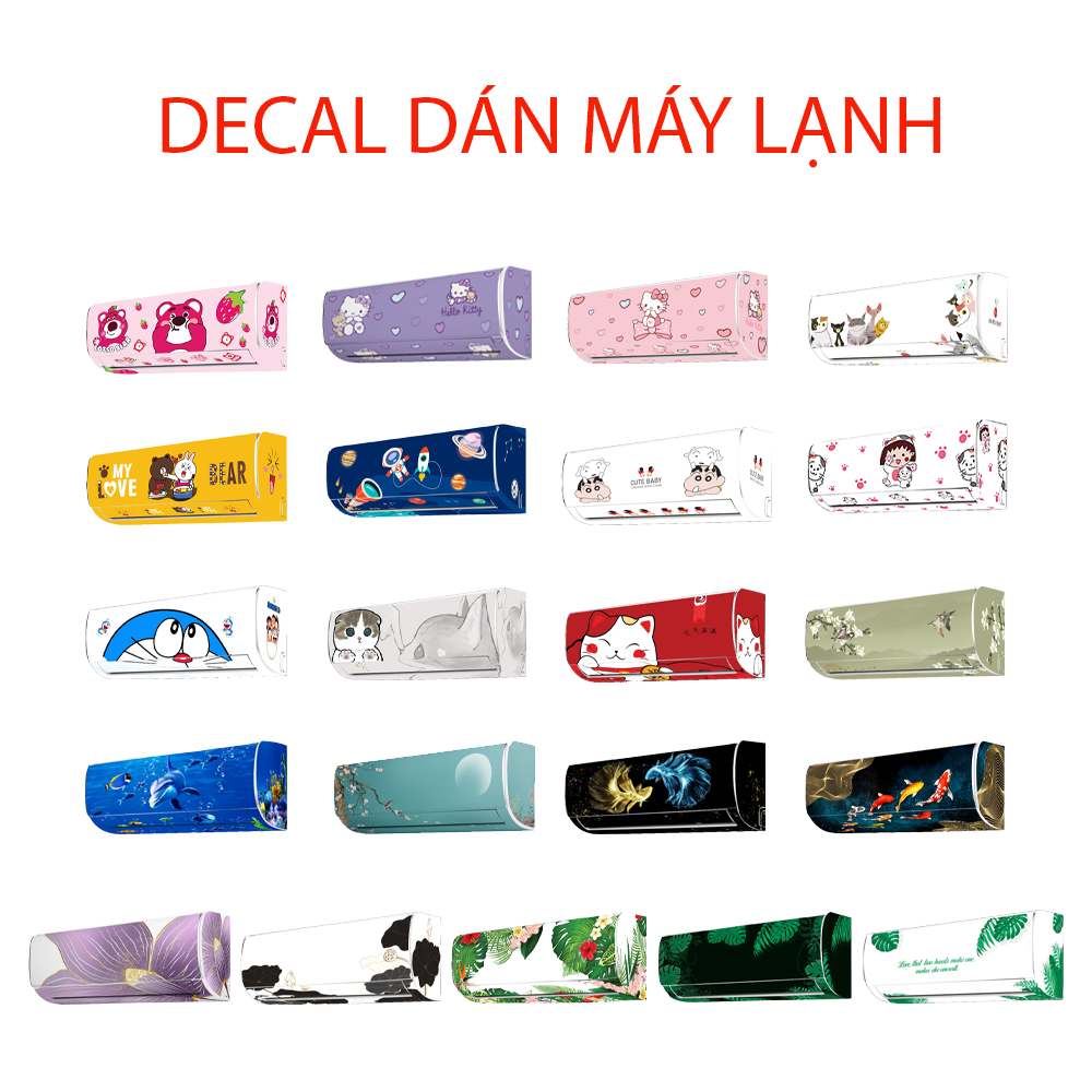 Decal dán máy lạnh full 4 mặt HELLO KITTY TT (HÔNG) - THUTHAODECOR