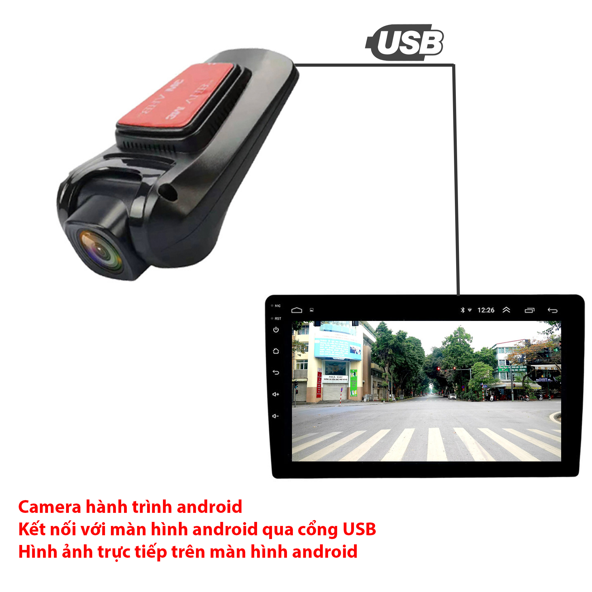 Camera hành trình cho màn hình Android, độ phân giải HD, góc quay rộng, F13