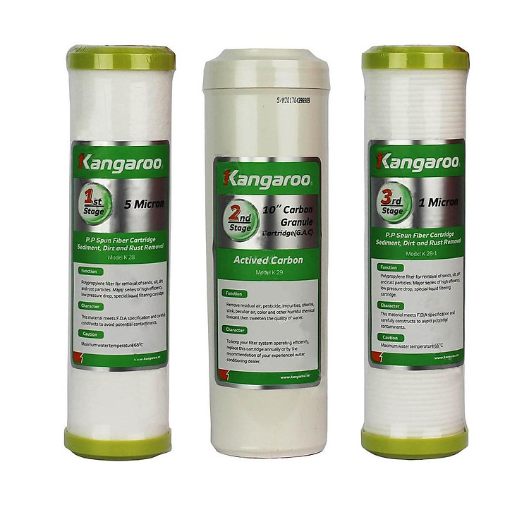Bộ 3 lõi lọc thô kangaroo |minhquanhome| lõi lọc thô 123 thay thế trong máy kangaroo - kagaro123