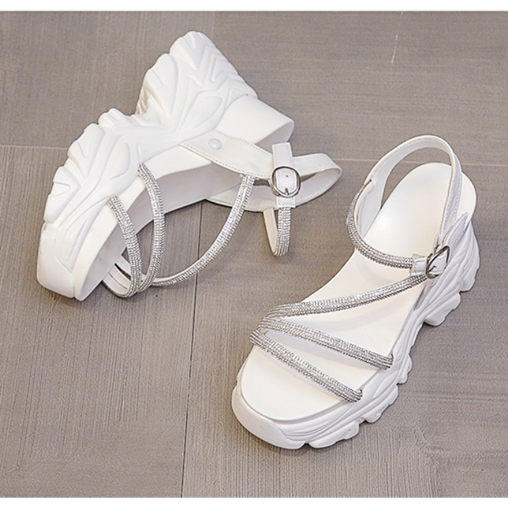 Sandal 10CM quai chéo đính đá X690-405