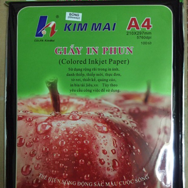 100 tờ Giấy In Phun Kim Mai 1 Mặt A4 Đl135g