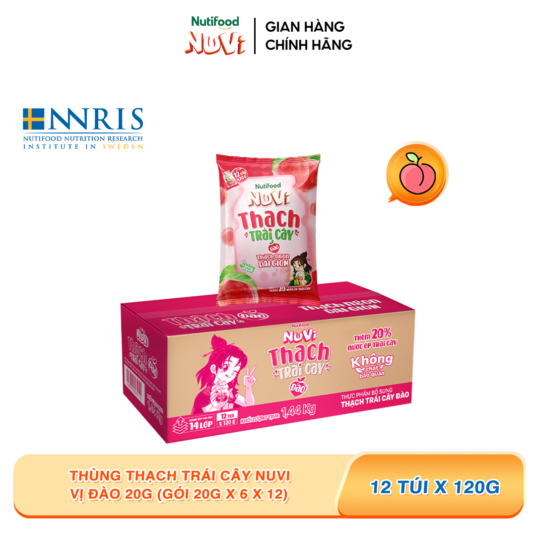 Thùng 24 Túi Thạch Trái Cây NuVi Vị Đào 90ml