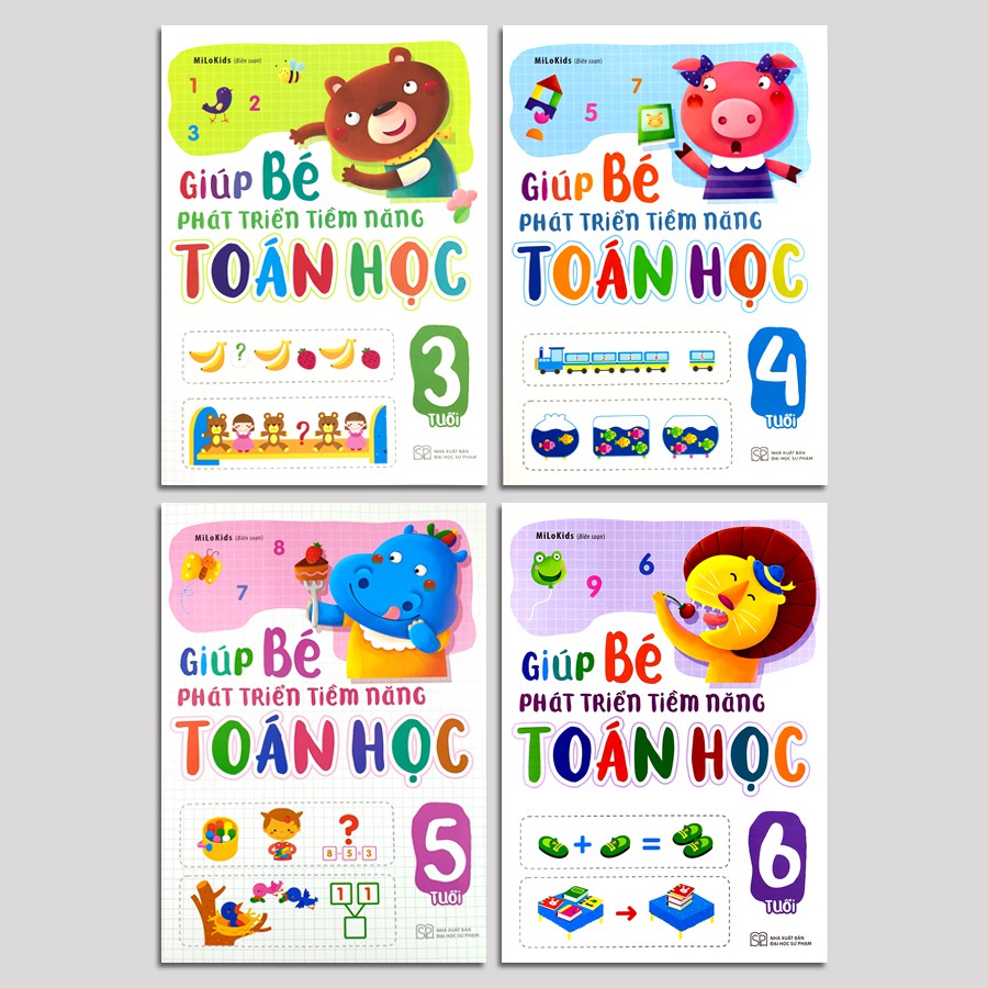 Combo 4 cuốn sách: giúp bé phát triển tiềm năng toán học - dành cho bé từ 3-6 tuổi