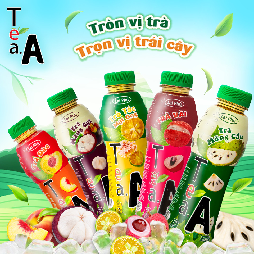 Trà Trái Cây Tea.A Chai 450ml - Lốc 6 Chai