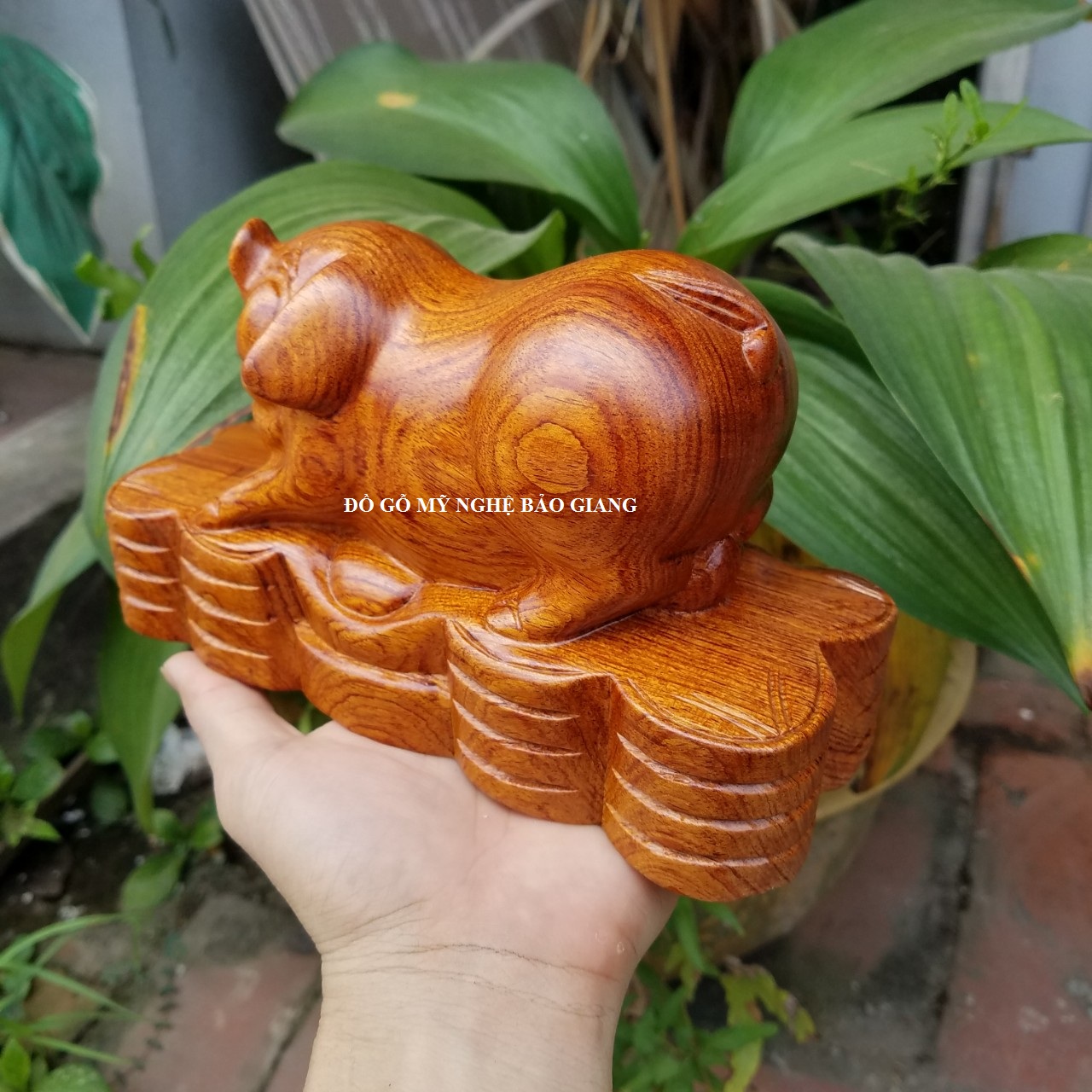 Tượng con lợn gỗ ngọc am thơm ngang 20 sâu 10 cao 12 cm