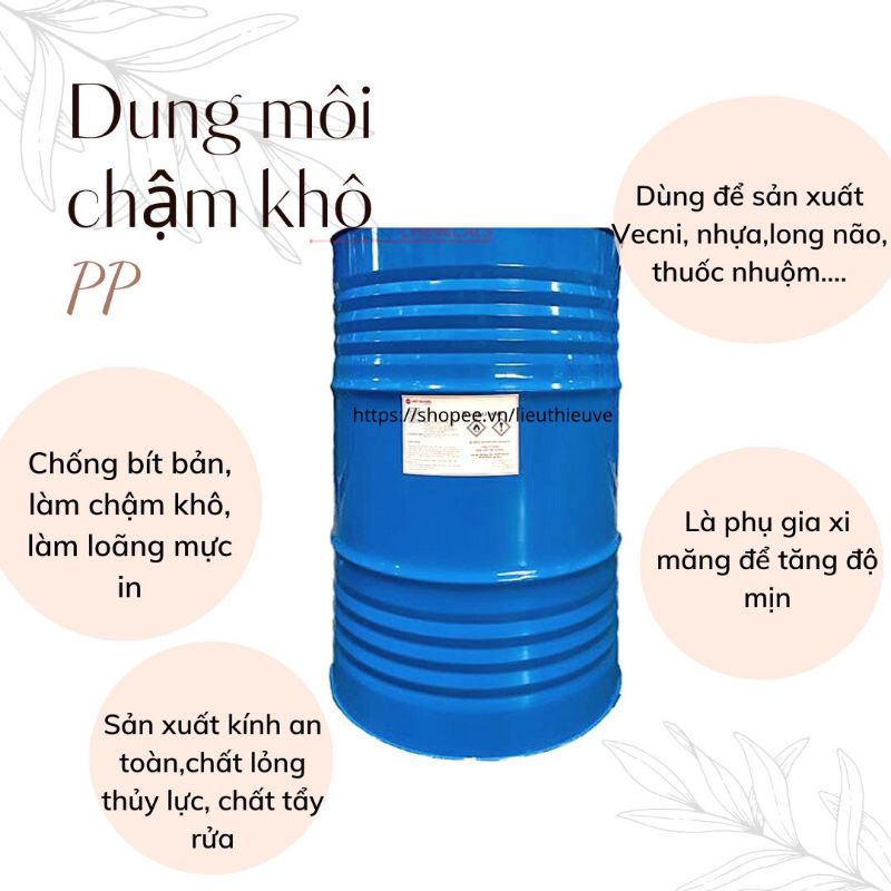 Dung môi chậm khô PP dùng pha mực dầu in lụa trên túi Nylon PP,  PE, DPE, khăn lạnh, túi gạo