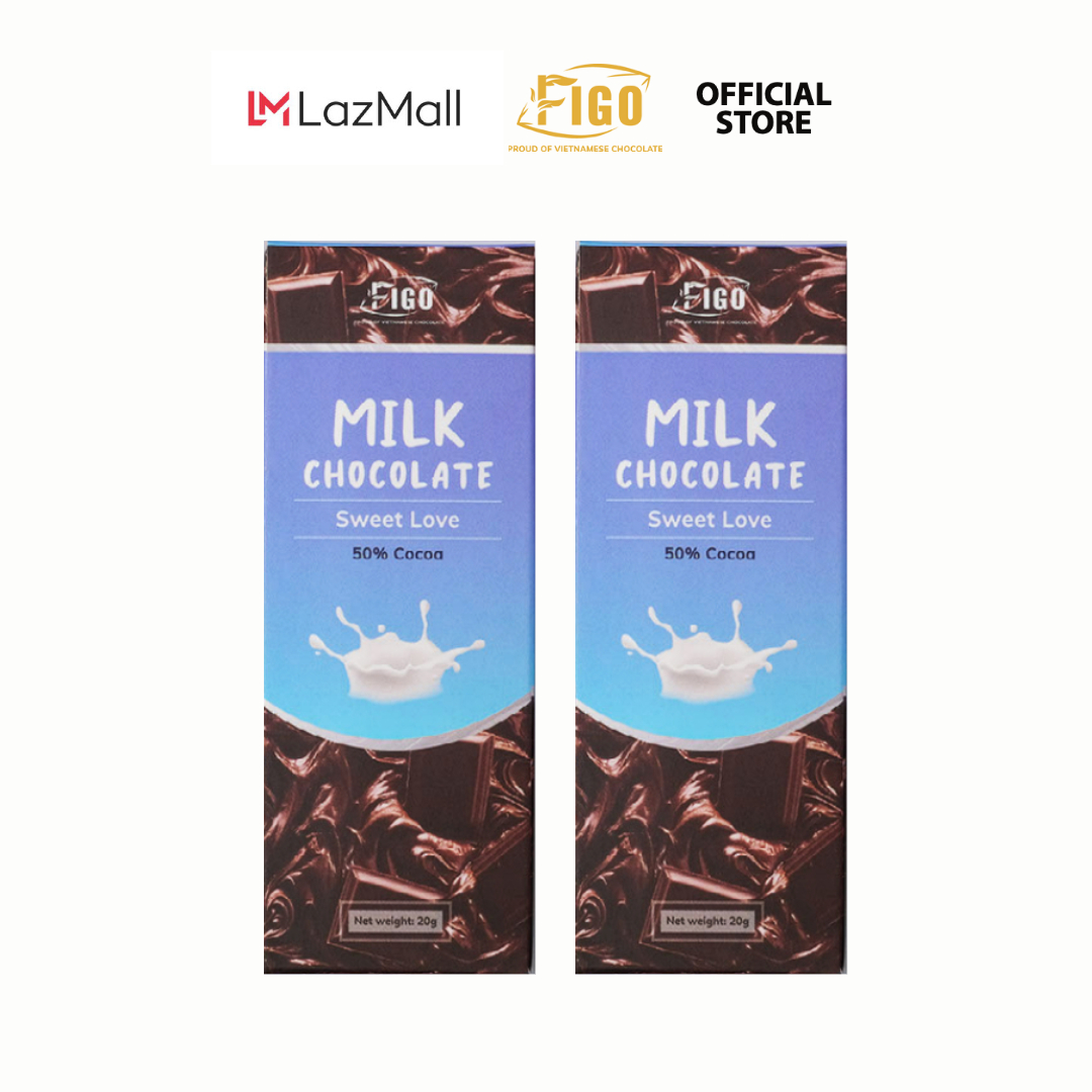 [ĂN LÀ NGHIỆN-COMBO 2 HỘP 20G] Kẹo socola sữa không nhân siêu ngon 20g Figo, đồ ăn vặt văn phòng siêu nghiện