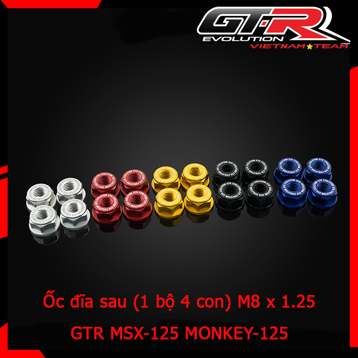[HCM][Chính hãng]Ốc đĩa sau 4 con (M8 x 1.25) CNC GTR MONKEY125 MSX125