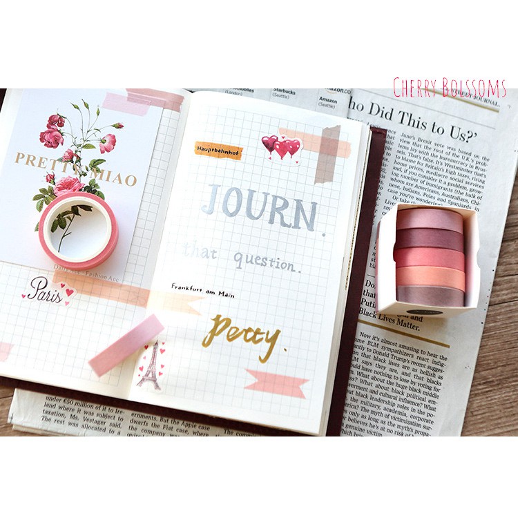 Set 5 cuộn Washi Tape 10mm x 5m màu Pastel