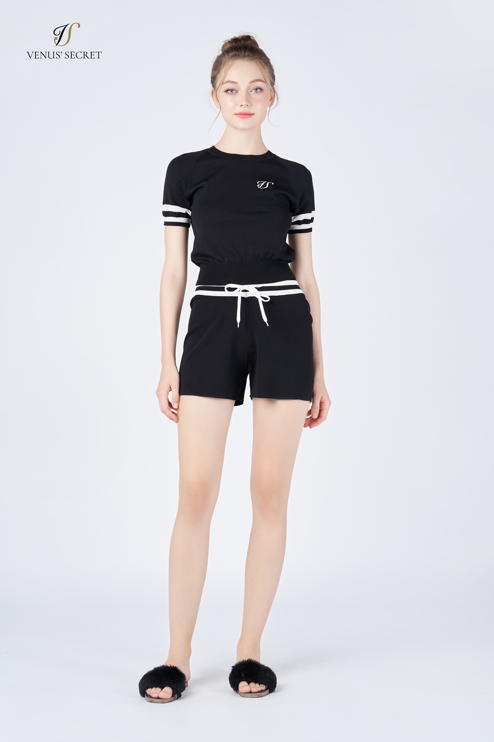 (Giá siêu hời) Đồ bộ short dệt kim kẻ VENUS SECRET