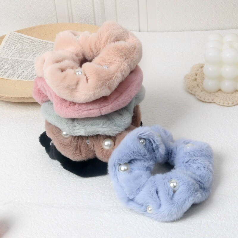 Dây Cột Tóc Lông Mịn Đính Hạt Ngọc Phong Cách Hàn, Hàng Chất - phukienteen