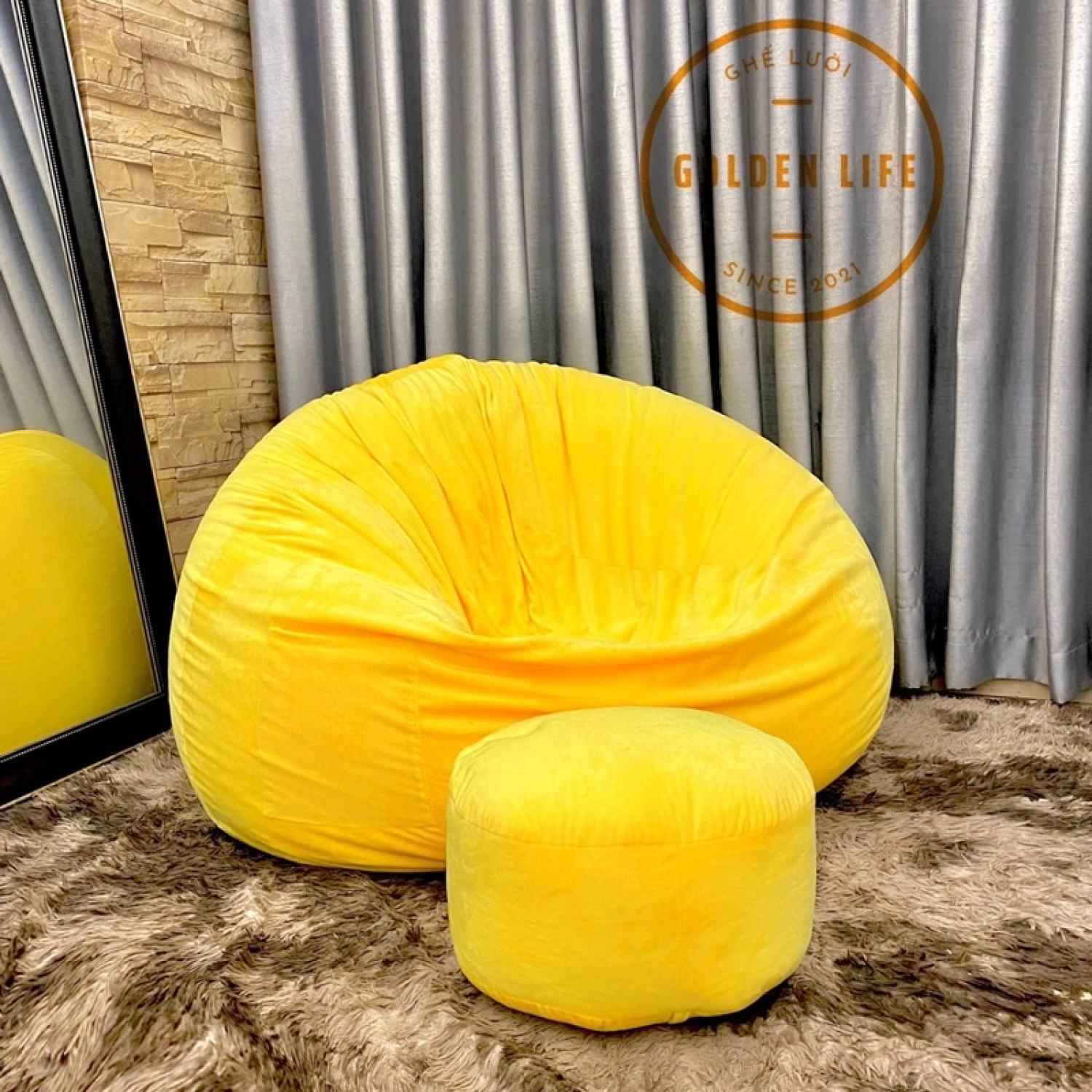 ghế lười hạt xốp hình trụ tròn