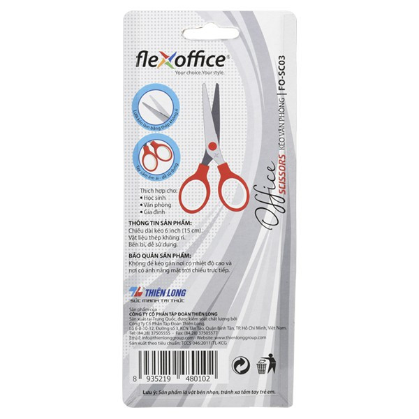 (1 Cây) Kéo Văn Phòng Thiên Long Flexoffice FO-SC03