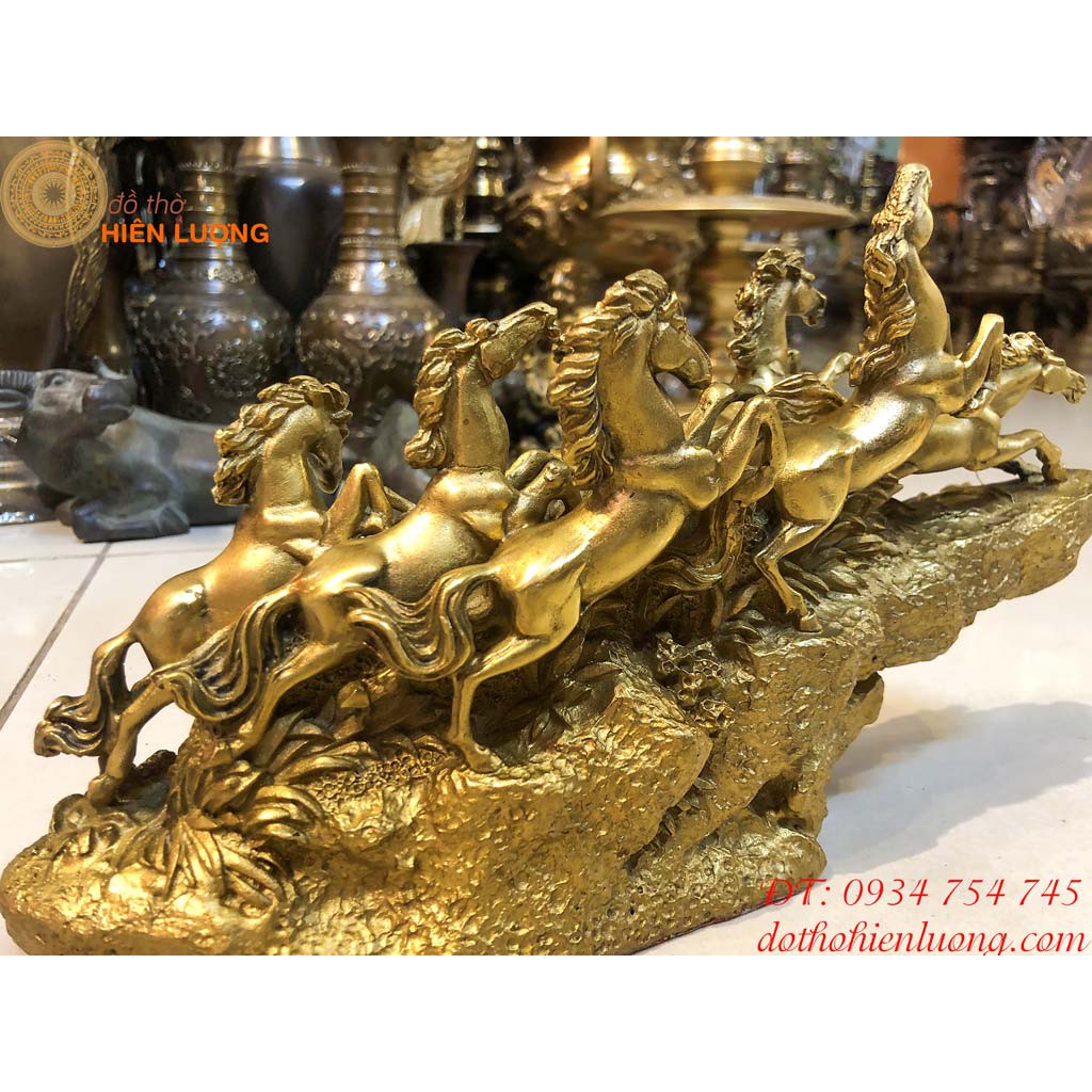 Tượng Bát Mã Phi Thiên Bằng Đồng Phong Thủy Dài 30cm, Cao 17cm Nặng 2kg - Mã Đáo Thành Công