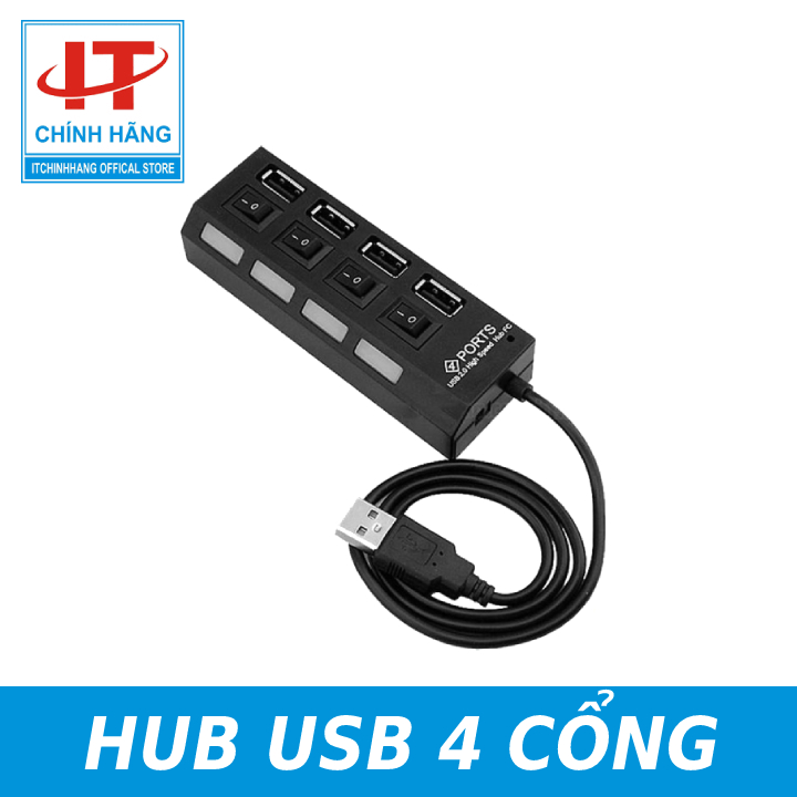 Bộ Chia USB 4 Port Có Công Tắc Chuẩn Tốc Độ 2.0