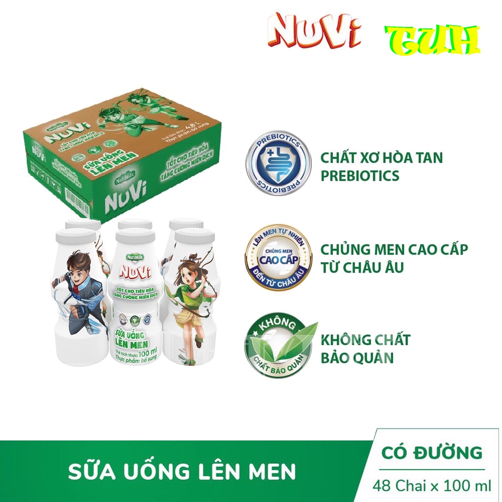 Nuvi sữa chua uống lên men chai 100ml-tuh
