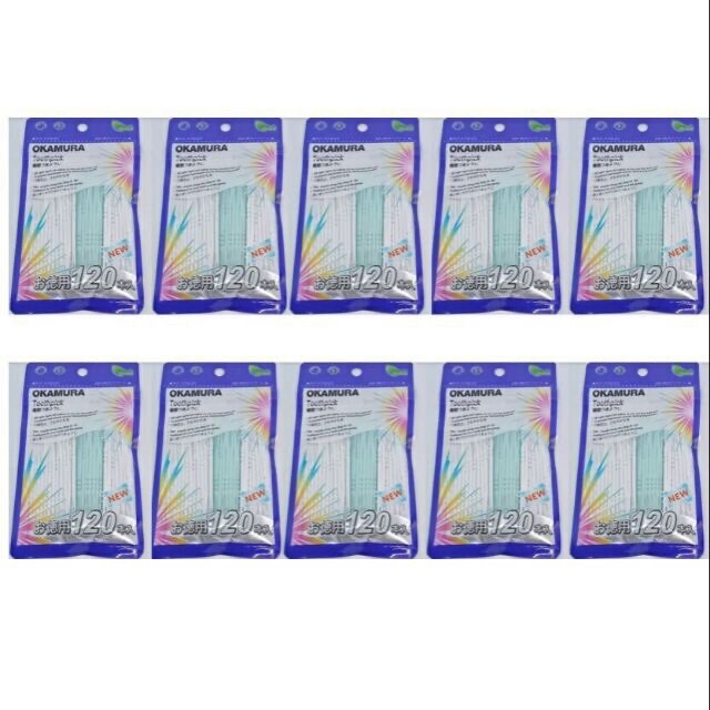 Combo 10 bịch tăm chỉ nha khoa okamura cao cấp 120 cây
