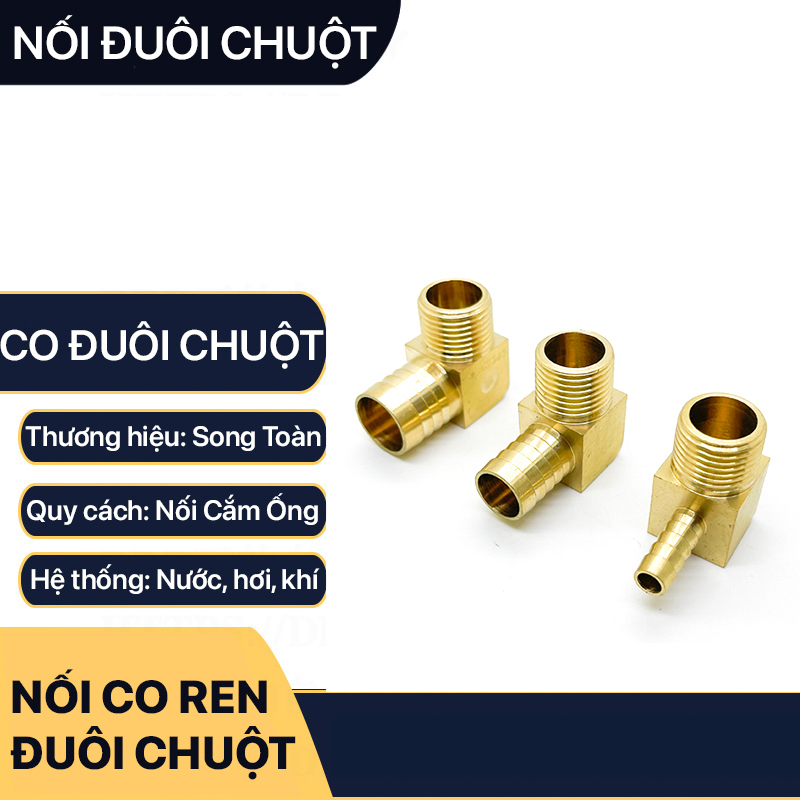 Co Ren Ngoài 1/8 (9.6mm) Đuôi Chuột Nối Lòng Trong Ống Nhựa Mềm & Pu - Đồng Thau
