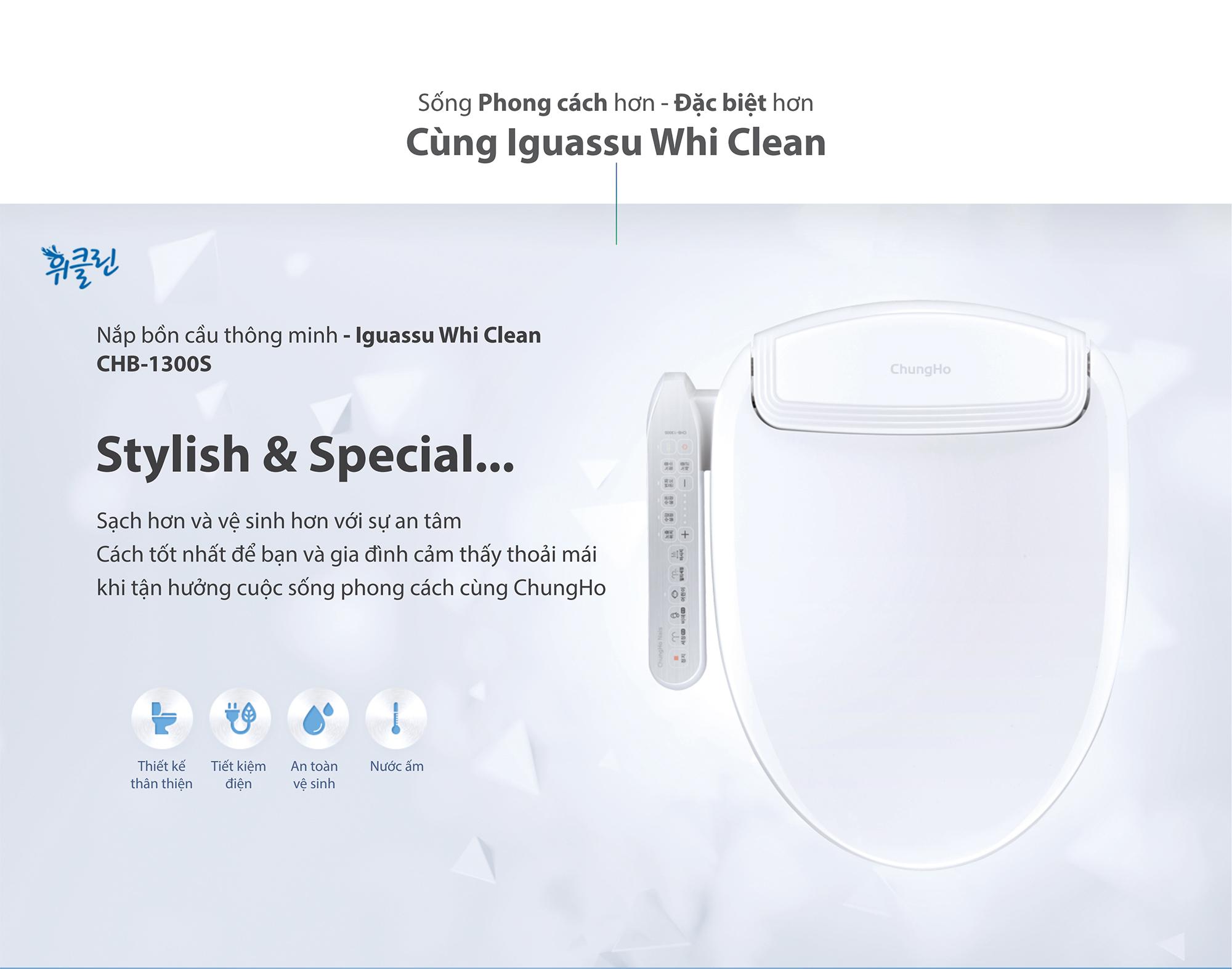 Nắp bồn cầu thông minh ChungHo Iguassu Whi Clean