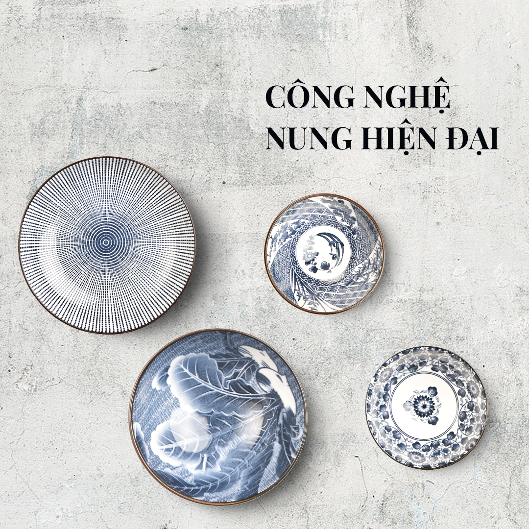 Bộ chén đĩa sứ cao cấp phong cách Nhật Bản (2 chén 2 đĩa 2 đũa)