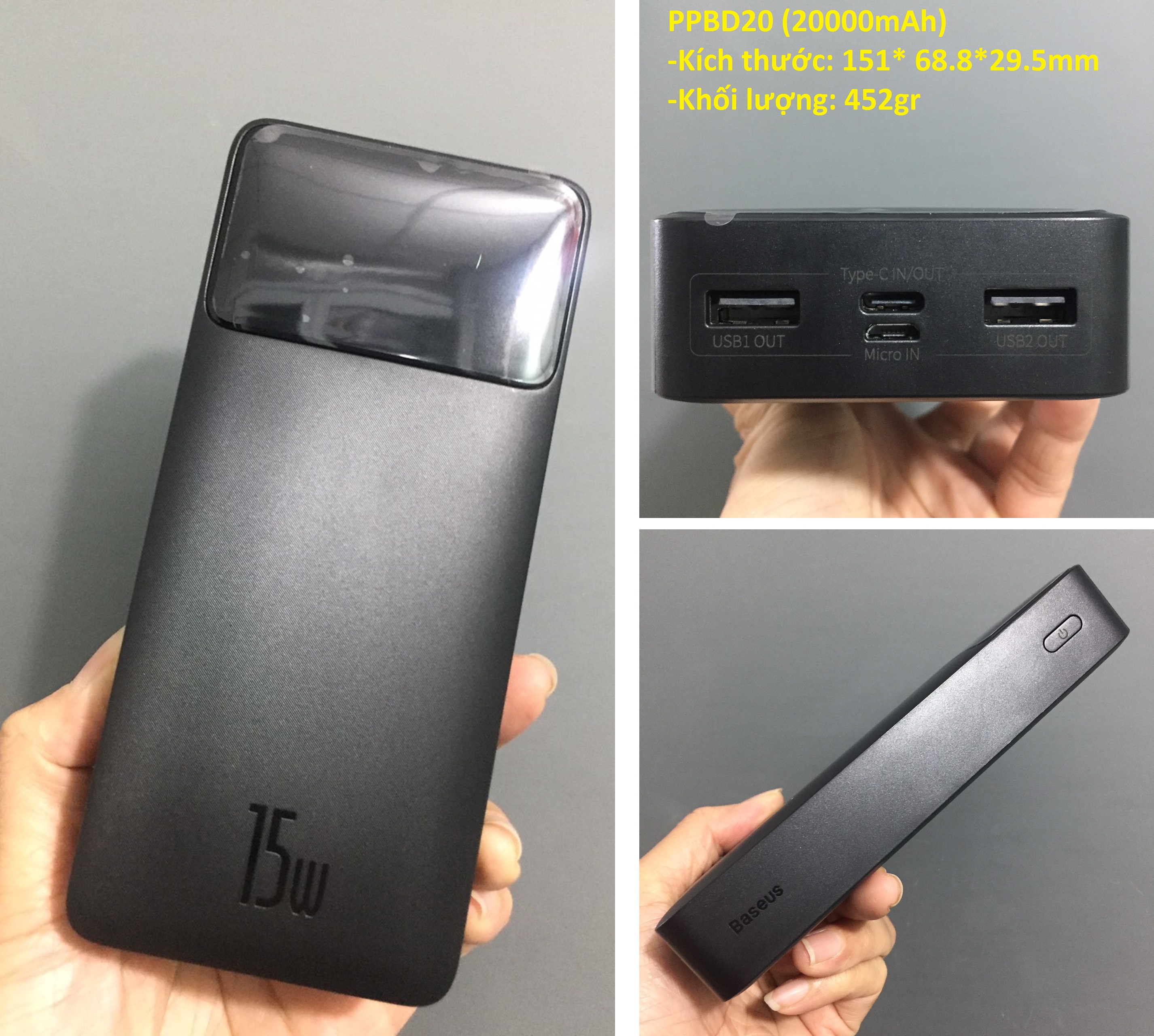 [ 10000mAh/ 20000mAh ] Pin dự phòng 15W Baseus Bipow Digital Display PPBD10- PPBD20