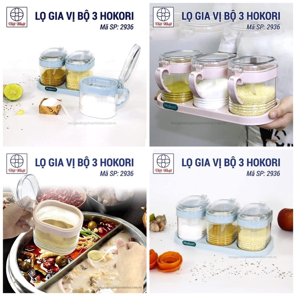 Hộp đựng gia vị 3 hủ, Hũ, lọ đựng gia vị cao cấp - Bộ Hộp đựng gia vị 3 hủ đa năng - Hộp đựng gia vị 3 hủ tiện lợi