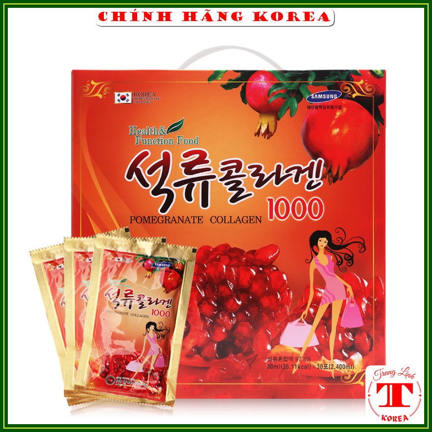 Korean collagen pomegranate juice, Box 30 packs-replenishing collagen anti-aging, anti-acnes-trangolnkorea