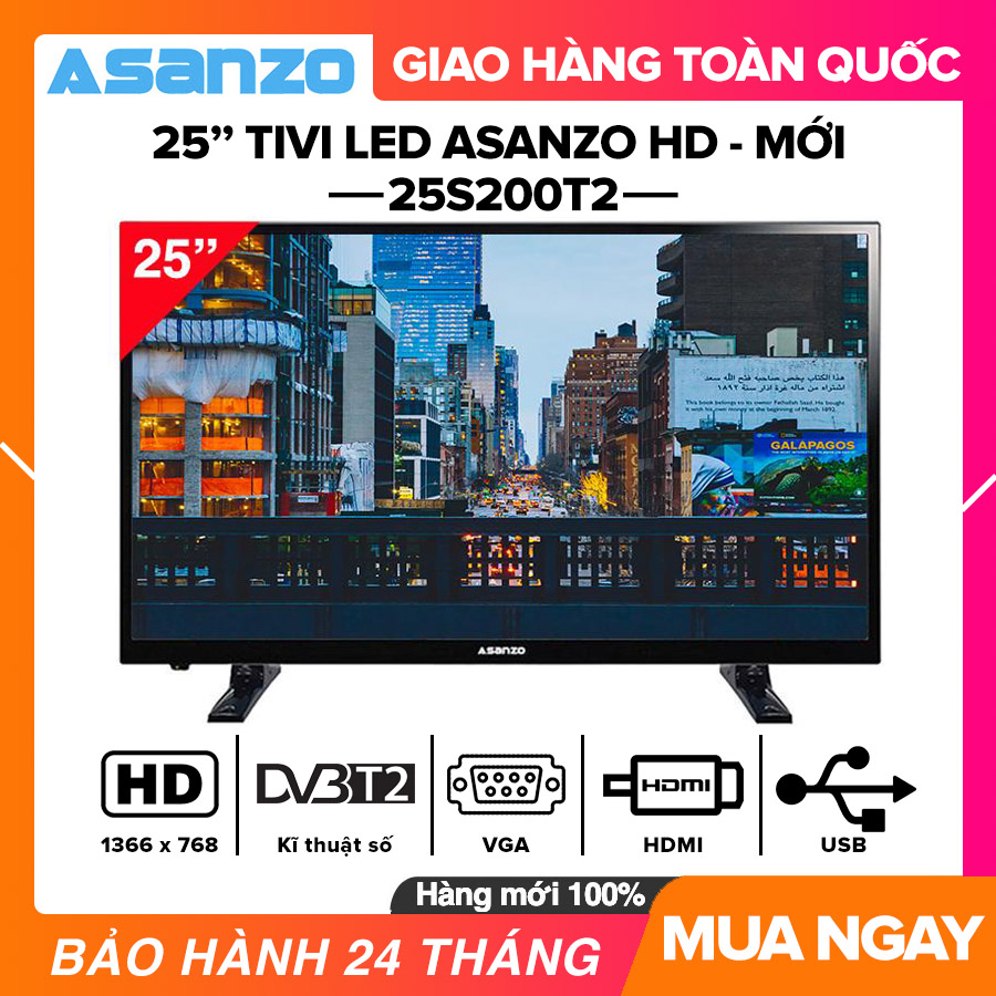SẢN PHẨM MỚI Tivi Led Asanzo 25 inch HD - Model 25S200T2 HDMI VGA AV