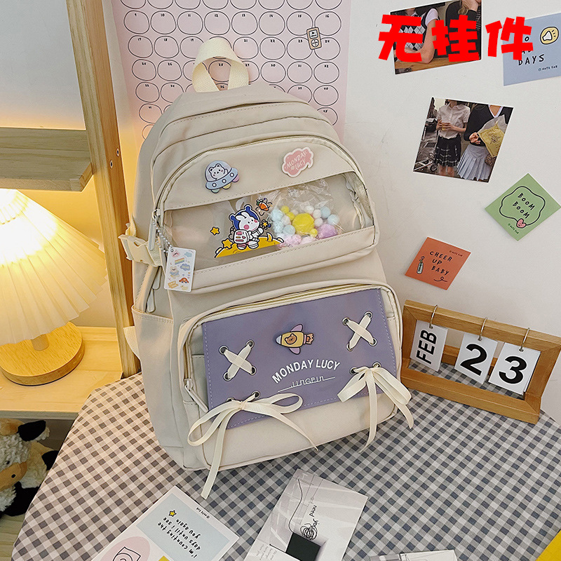 Balo học sinh sinh viên laptop đi học ulzzang cute nữ ba lô nữ giá rẻ balom balo thời trang, balo xinh, balo chống nươc- phối nơ