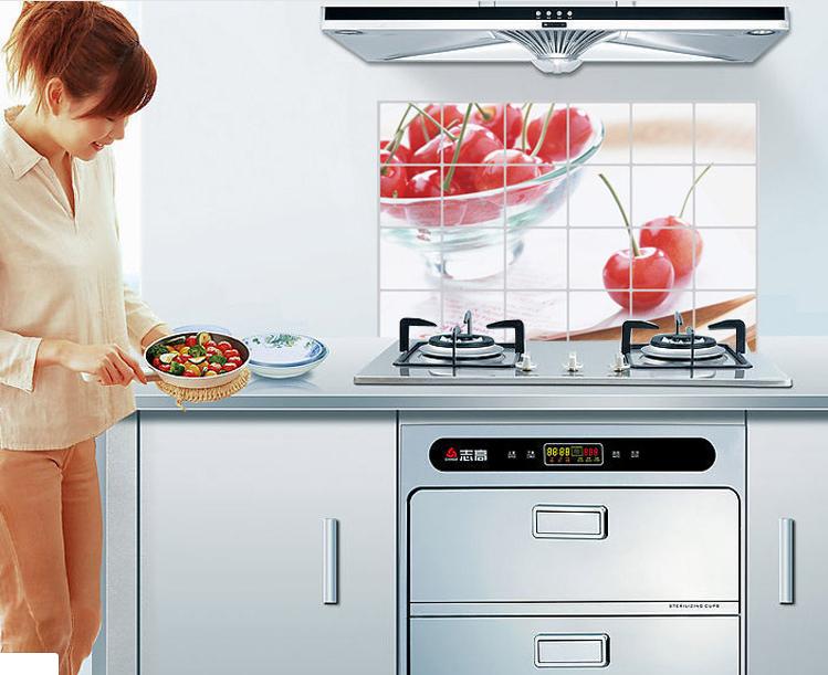 Decal dán bếp tráng nhôm - Trái Cherry Đỏ