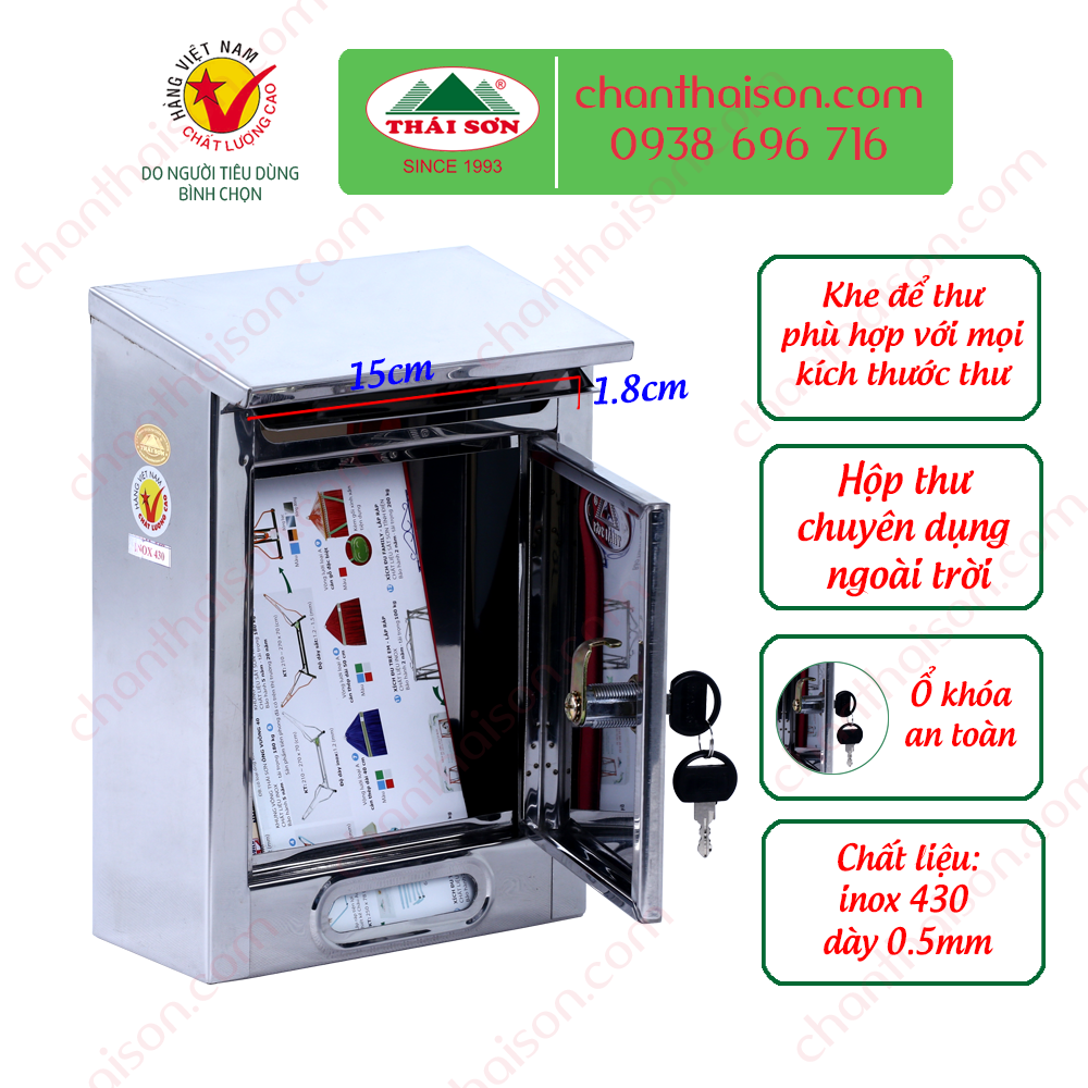 Hộp Thư Thái Sơn - Size Nhỏ Chất Liệu Inox ( HÀNG CHÍNH HÃNG - ĐỔI TRẢ MIỄN PHÍ )