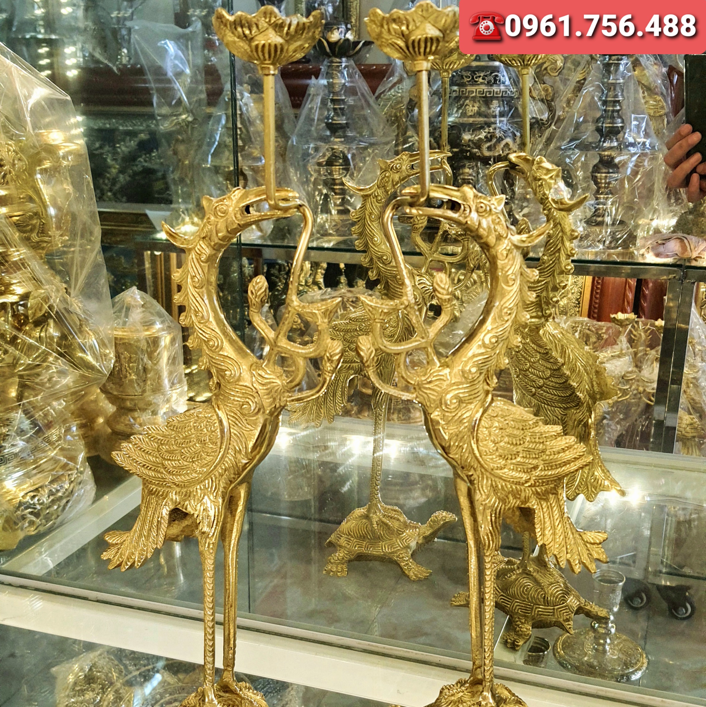 Bộ lư hương/đỉnh đồng vàng 50cm