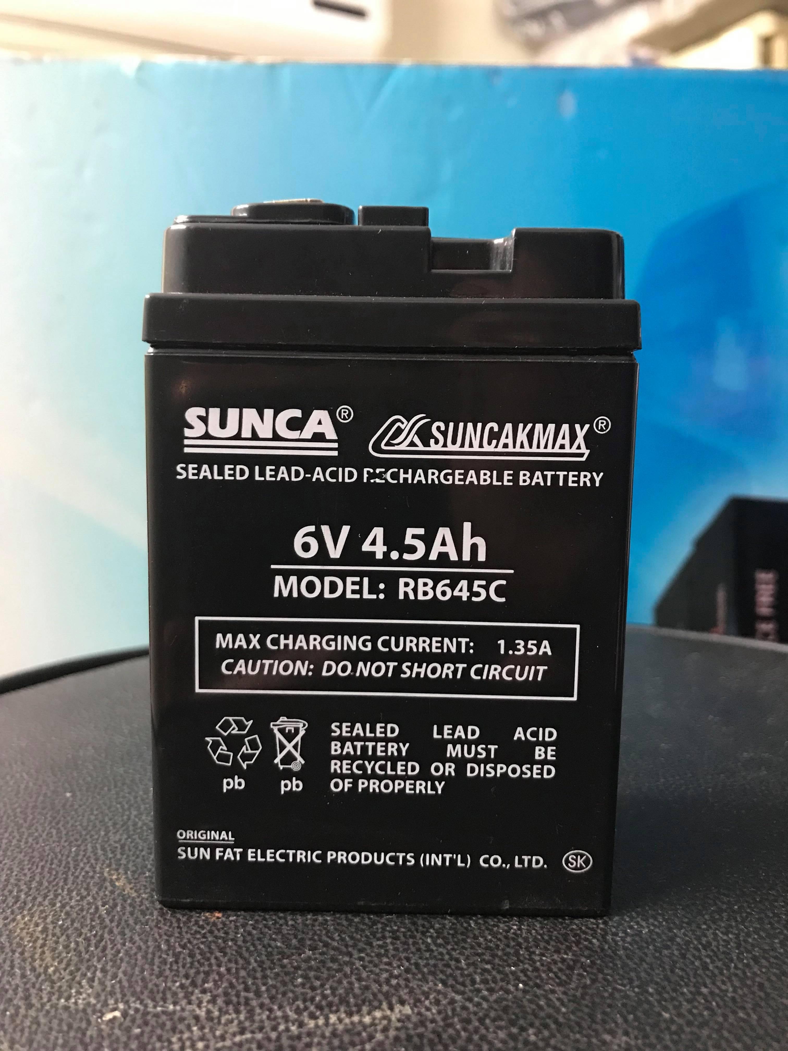 Ắc quy 6v 4.5 ah Sunca dùng cho đèn- quạt sạc