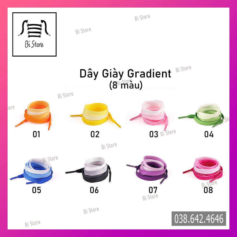 Dây giày dẹt màu chuyển đổi Gradient (có video, ảnh chụp thật)