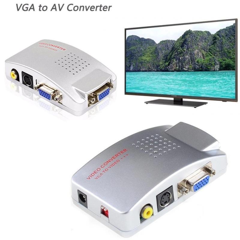 Bộ chuyển đổi VGA vi tính sang Tivi AV PC to TV Converter,Hộp chuyển đổi tín hiệu từ VGA sang SVIDEO - AV (Trắng), Thiết bị âm thanh, Thiết bị chuyển đổi ,Bộ chuyển đổi tín hiệu từ VGA sang - AV, Svideo (Trắng)
