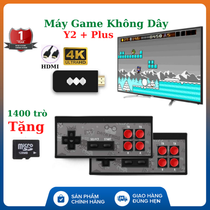 Máy chơi game Không dây Y2 +Plus cầm tay gồm 568 game không lặp có hỗ trợ HDMI cho TV - Tay cầm không dây