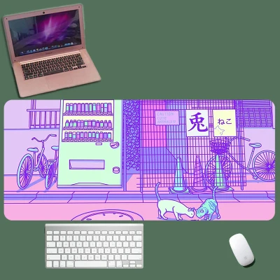 90X40cm Pink Mouse Pad Large Rubber Gaming Mouse Pad Otaku Keyboard Locking Edge Computer Desk Pad kawaii Purple Mouse Pad