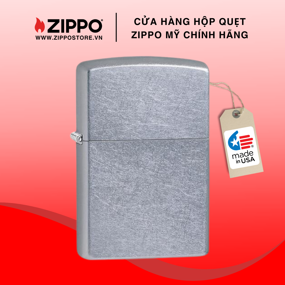 Zippo Street Chrome Xước Bụi 207