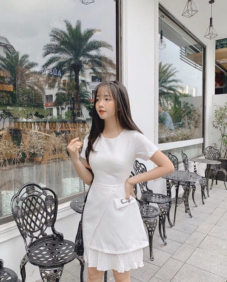 Váy Dự Tiệc, Đầm trắng basic xinh xắn, đầm công sở tay con phù hợp mọi vóc dáng đủ size s,m,l [Hàng cao cấp]