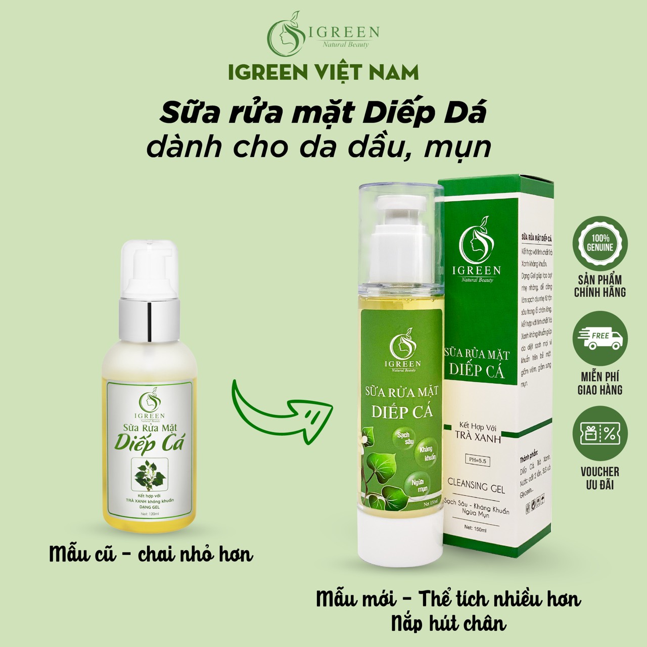 Combo sữa rửa mặt diếp cá và serum diếp cá