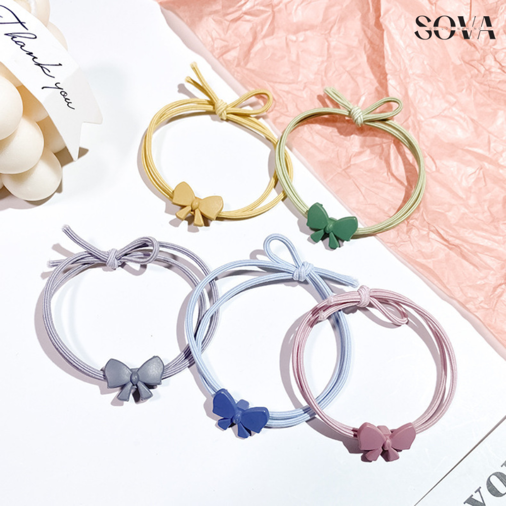 Dây cột tóc, thun buộc tóc hình nơ dành cho nữ, dây thun buộc tóc SOVA013