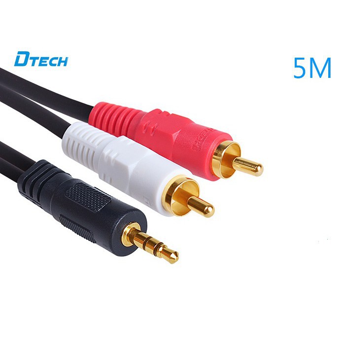 Dây cáp audio rắc 3.5 ra AV Dtech DT-6213 dài 5m