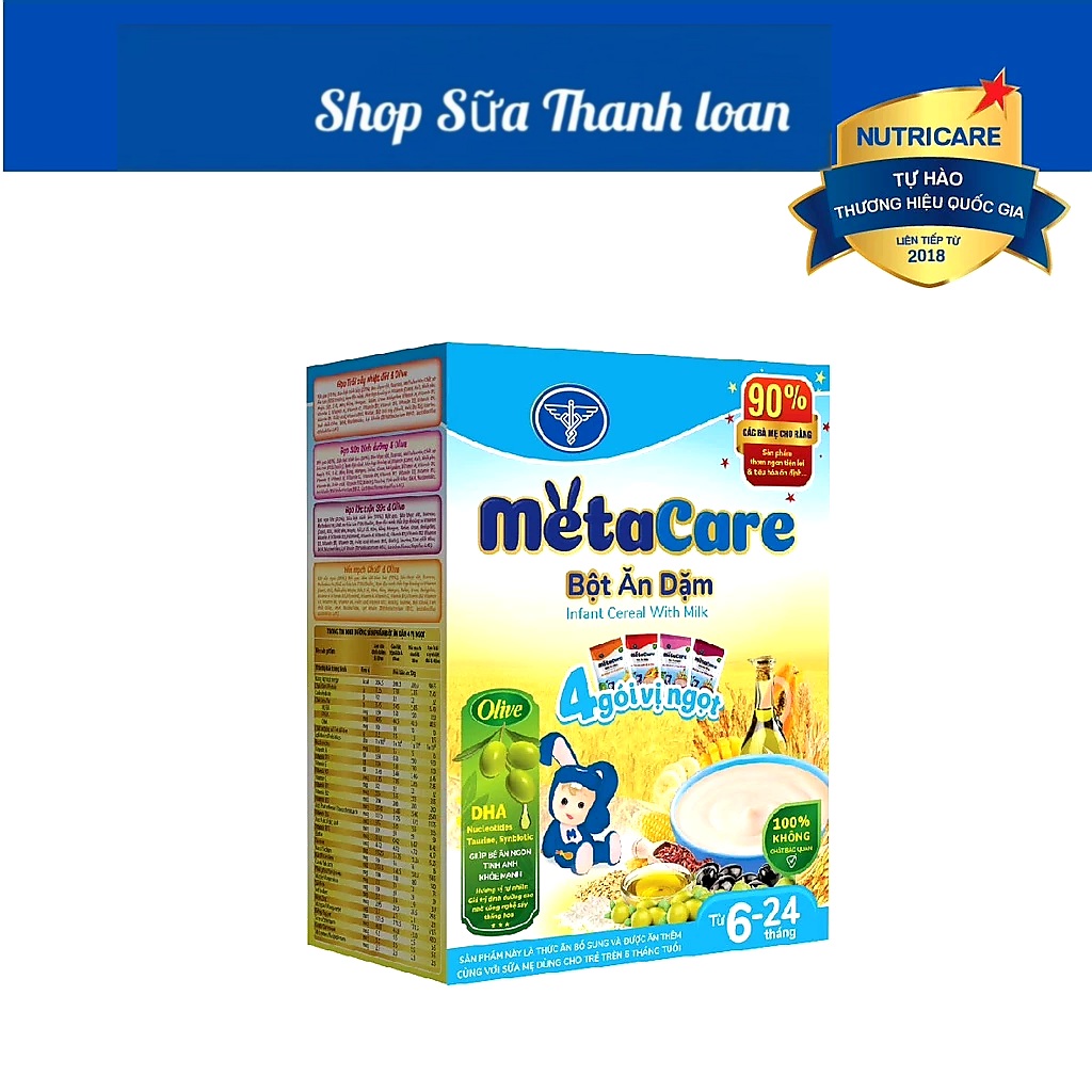 Bột ăn dặm nutricare metacare 4 gói vị ngọt 200g.