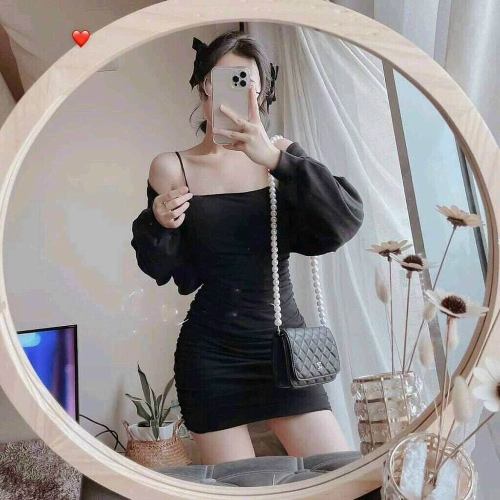(ảnh thật) SET ĐẦM BODY KÈM ÁO KHOÁC NHÍ