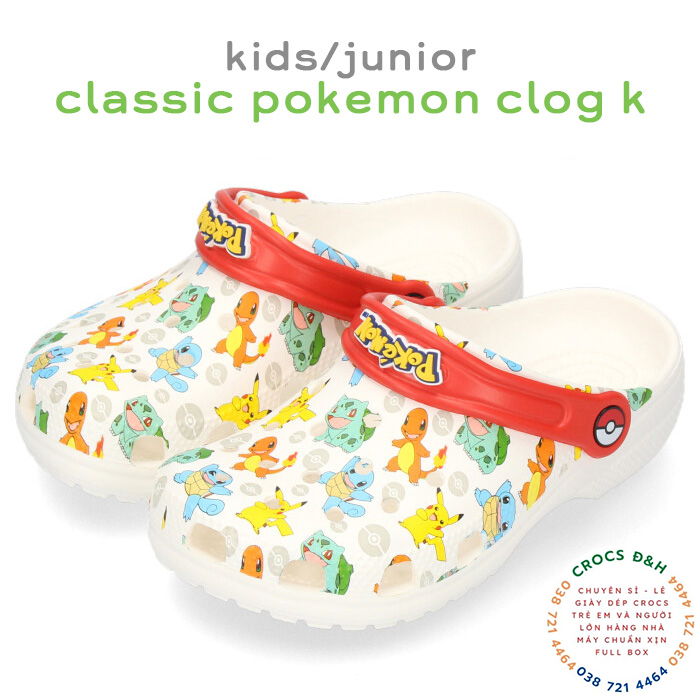 Giày dép crocs - dép sục nhựa crocs in hình Pokemon cho cả bé trai và bé gái chống thấm nước, chống trơn trượt, chống hôi chân, hàng nhà máy xuất xịn, đầy đủ hộp hoặc túi crocs