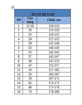 Áo sơ mi học sinh nam.