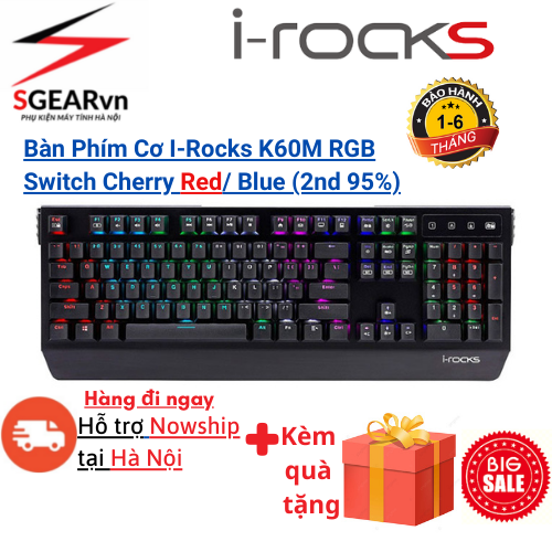 Bàn Phím Cơ I-Rocks K60M RGB Switch Cherry Red / Blue ( 2nd 95%)
